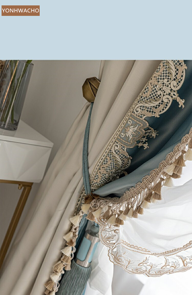 Custom villa precision fabrics beige cloth blackout curtain tulle panel C723