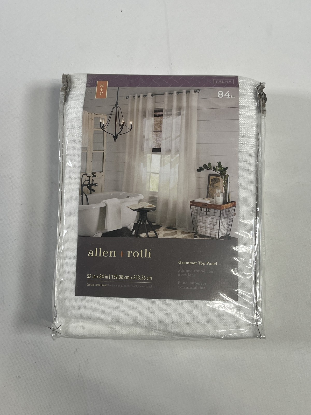 Allen and Roth White Grommet Top Window Panel Curtain 52×84″ NEW