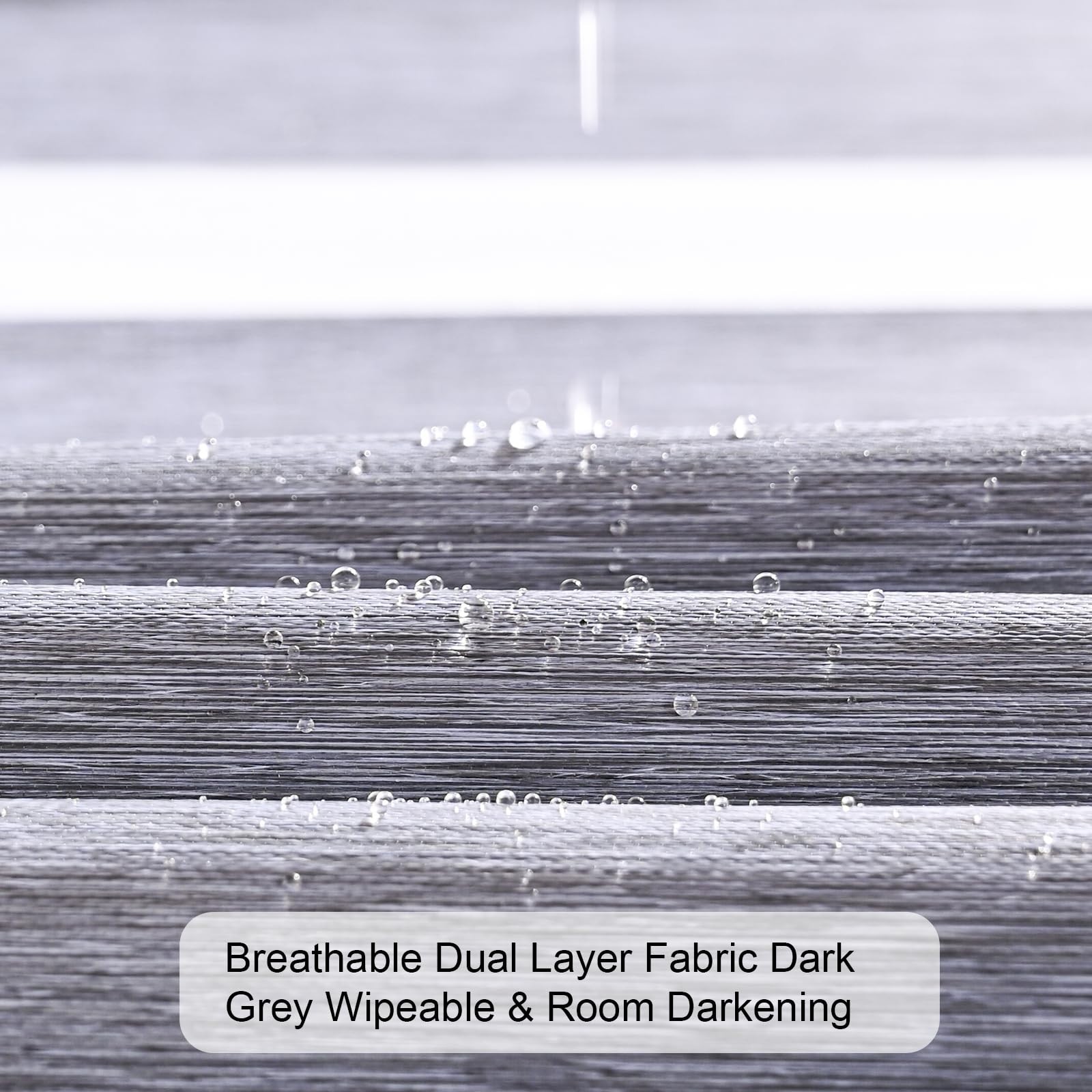 Cordless Zebra Blinds 24″x72″ Dark Grey – Blackout Dual Layer Sheer Shades, Ther