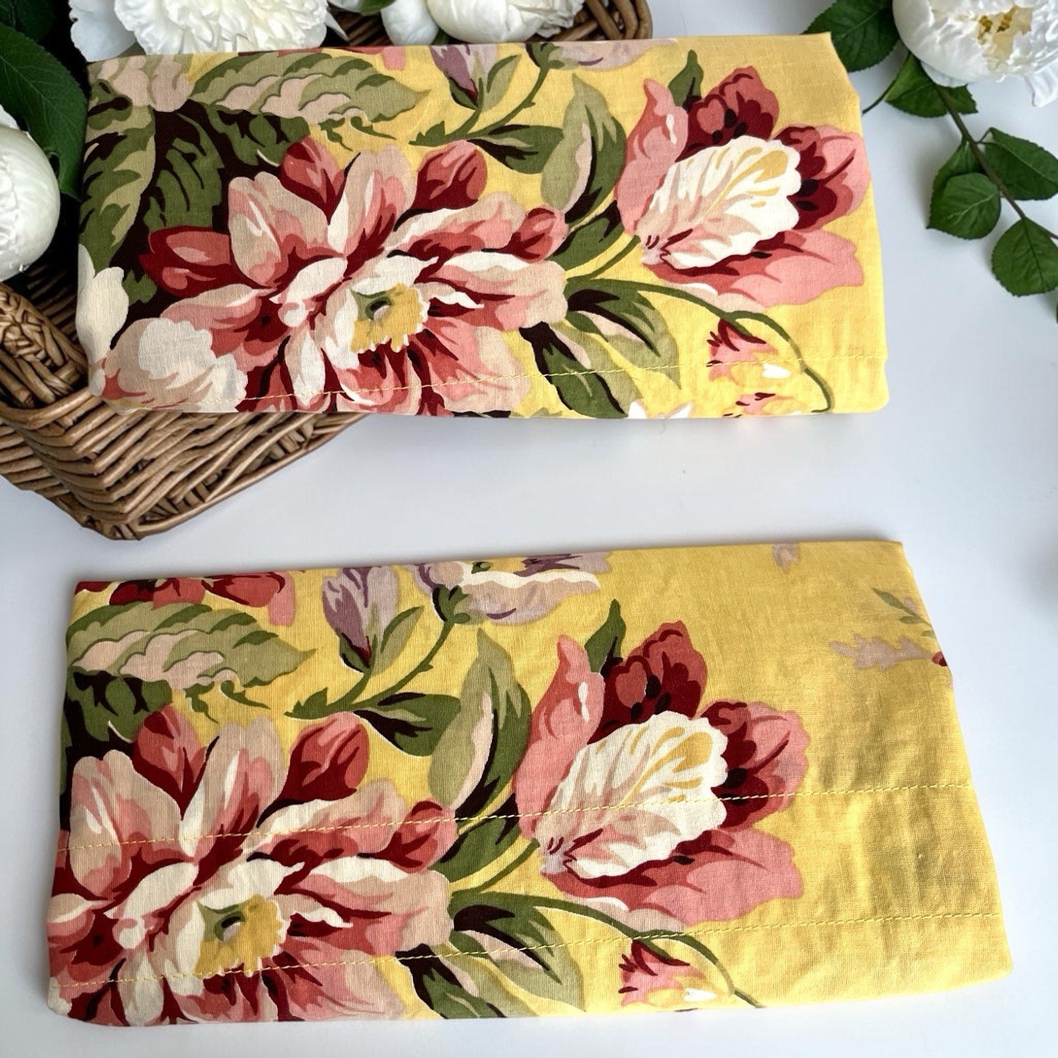 Ralph Lauren Sophie Brooke 17” X 70 ” Valances (2) Yellow Floral Curtain Set