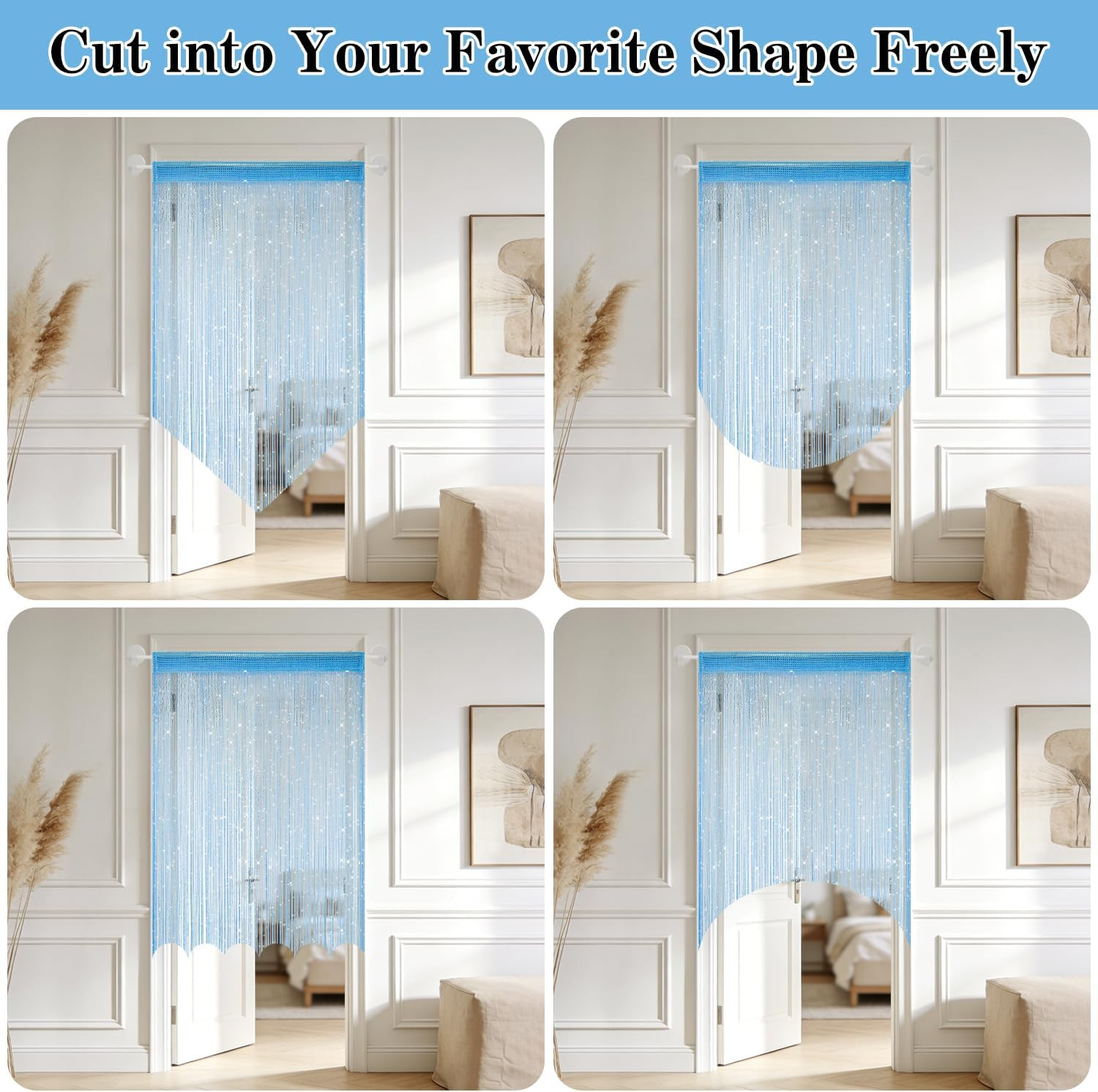 2 Pack 39 X 79 Inch String Curtains for Doorway, Home Decor Sequin Glitter Strin