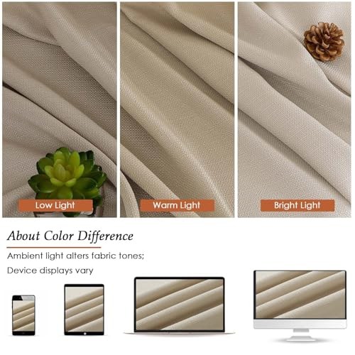Kitchen Curtains 36 Inch Length 2 Panels, Light 30″W x 36″L (Pack of 2) Khaki