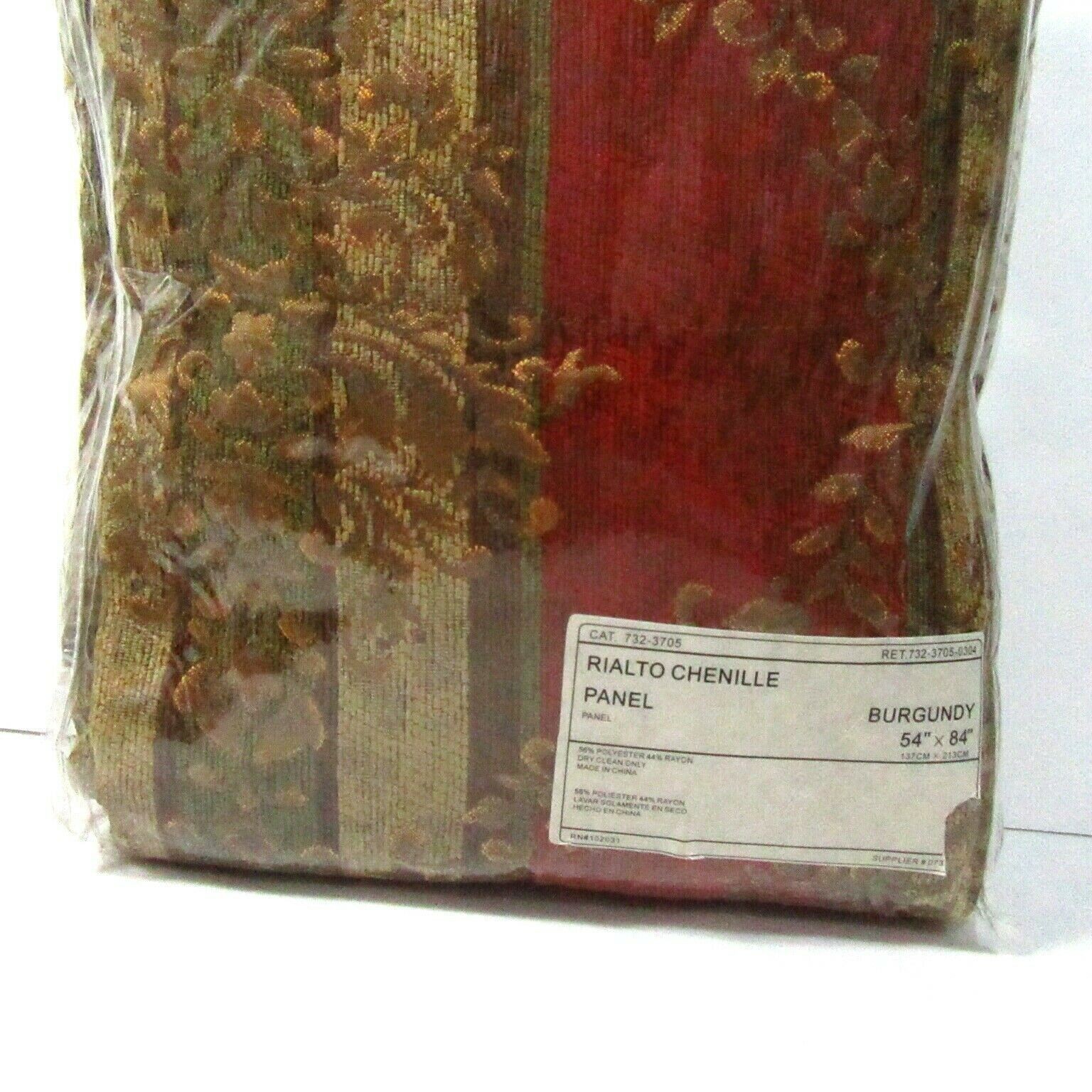 JCPenney Rialto Chenille Floral Stripe Burgundy 54 x 84 Drapery Panel