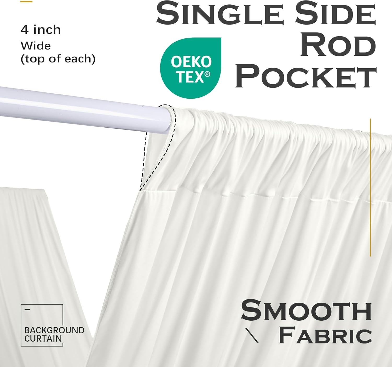 20ftx40ft Ivory Ceiling Curtain for Wedding Parties – 4 Panels Wrinkle-40 FT