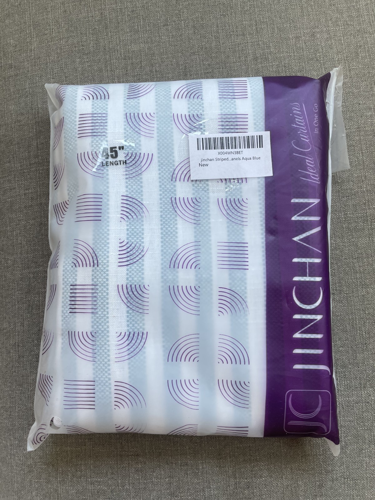 jinchan Striped Linen Kitchen Curtains 45 Inches Tier Curtains Aqua Blue