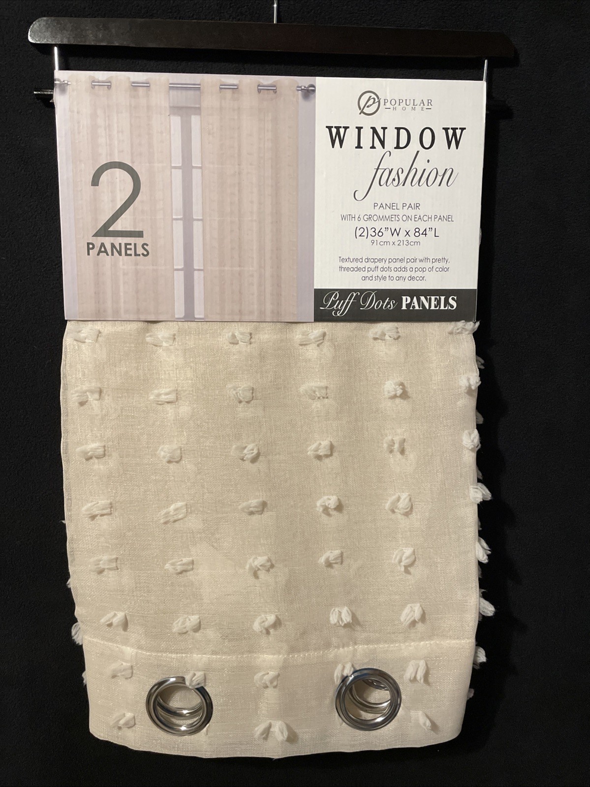 New Popular Home Window Fashion “Puff Dots” drapery panel pair Six Grommets
