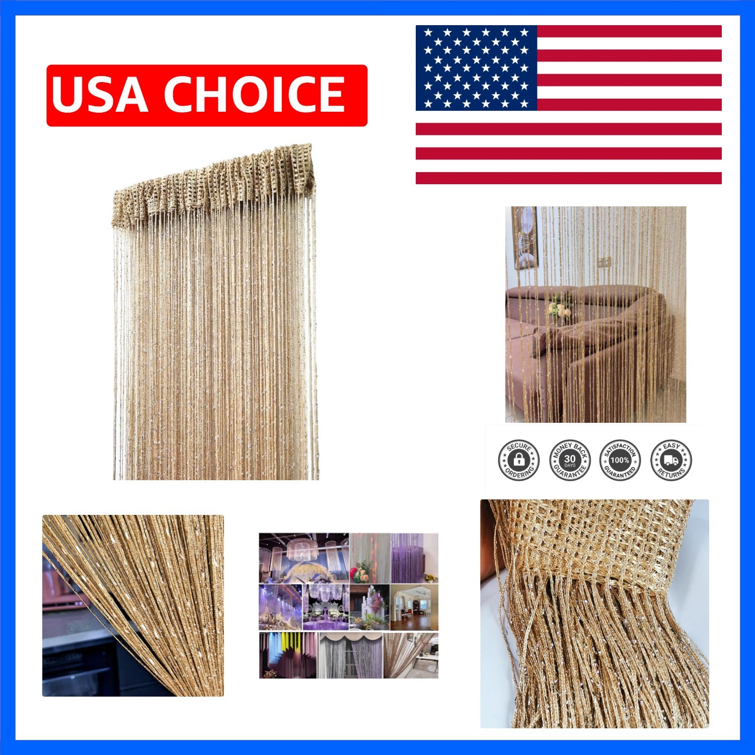 Decorative Door String Curtain Wall Panel Fringe Window Room Divider Blind Di…