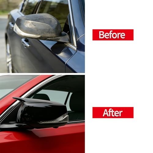 Gloss Black Side Mirror Caps for Accessories, Horn Style Driver & Passenger