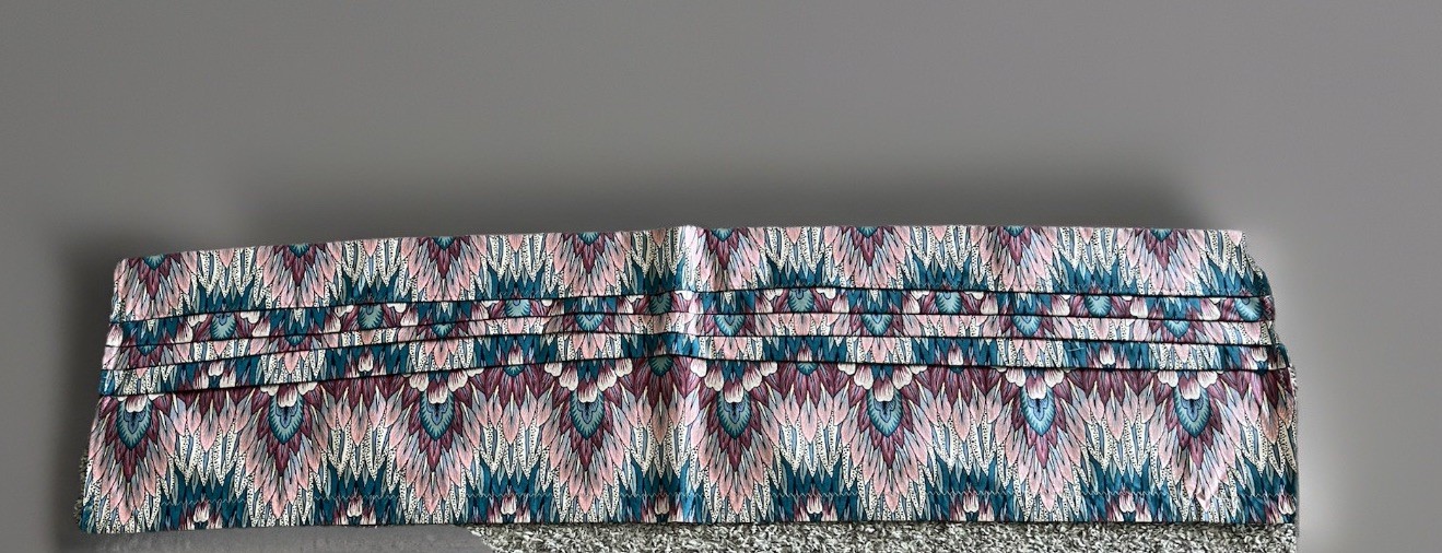 Custom Drapes Valance Kaufmann NEW WORLDS Art Deco Coral Aqua Feather Flame 6pc