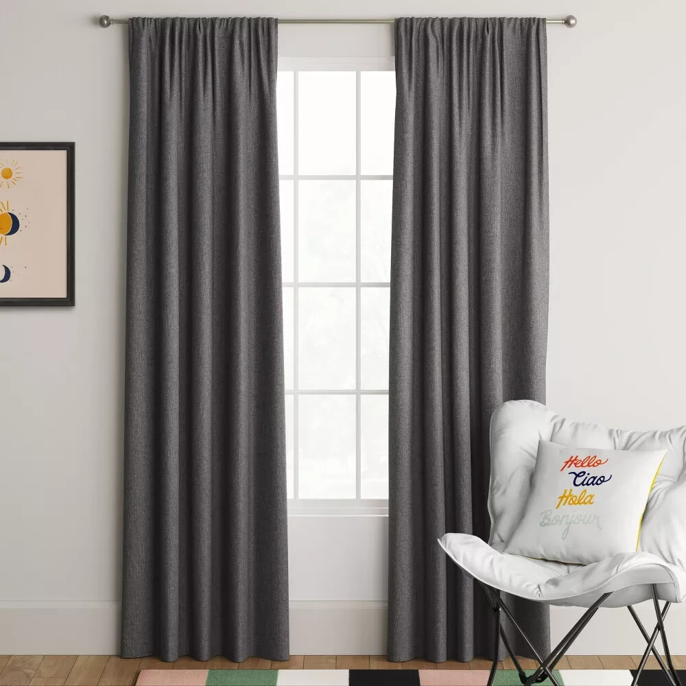 ⚡1 pc Room Darkening Heathered Window Curtain Panel – Room Essentials Dark Gray