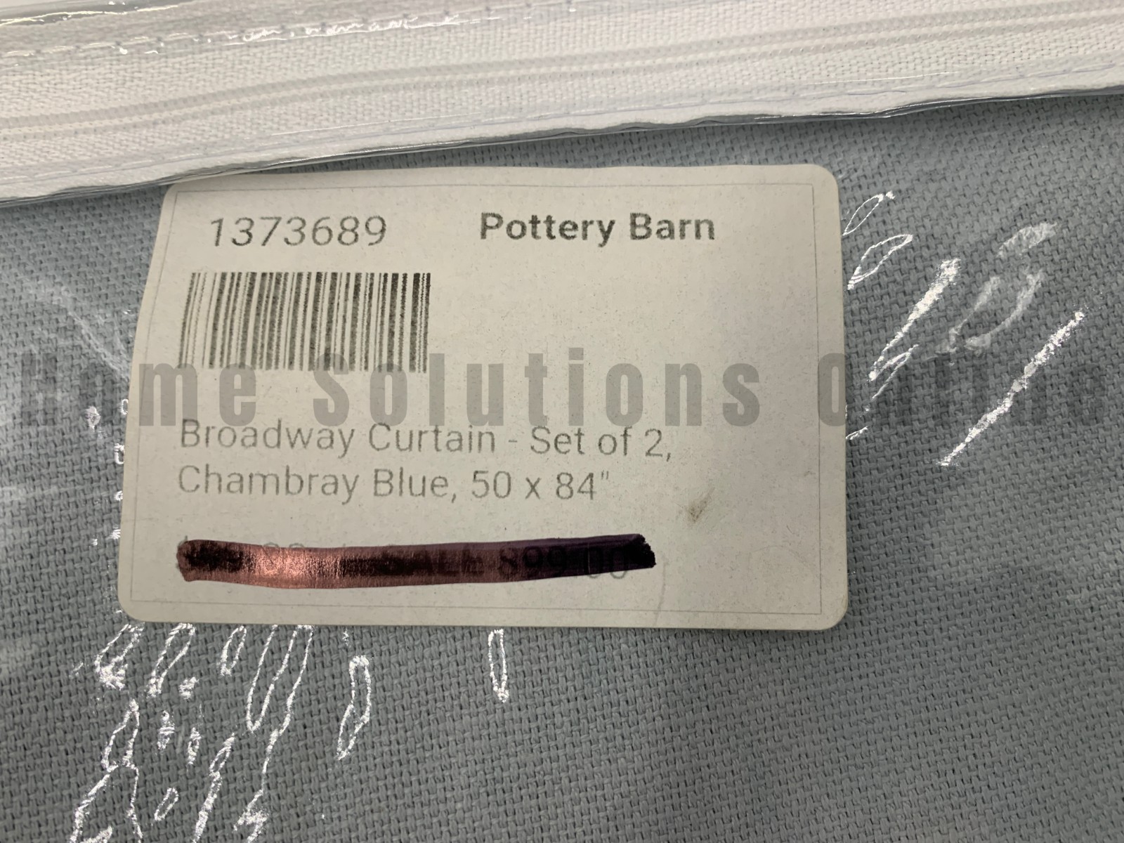 Pottery Barn Broadway Cotton Lined Curtains S/2 Chambray Blue 50 x 84 #S4315