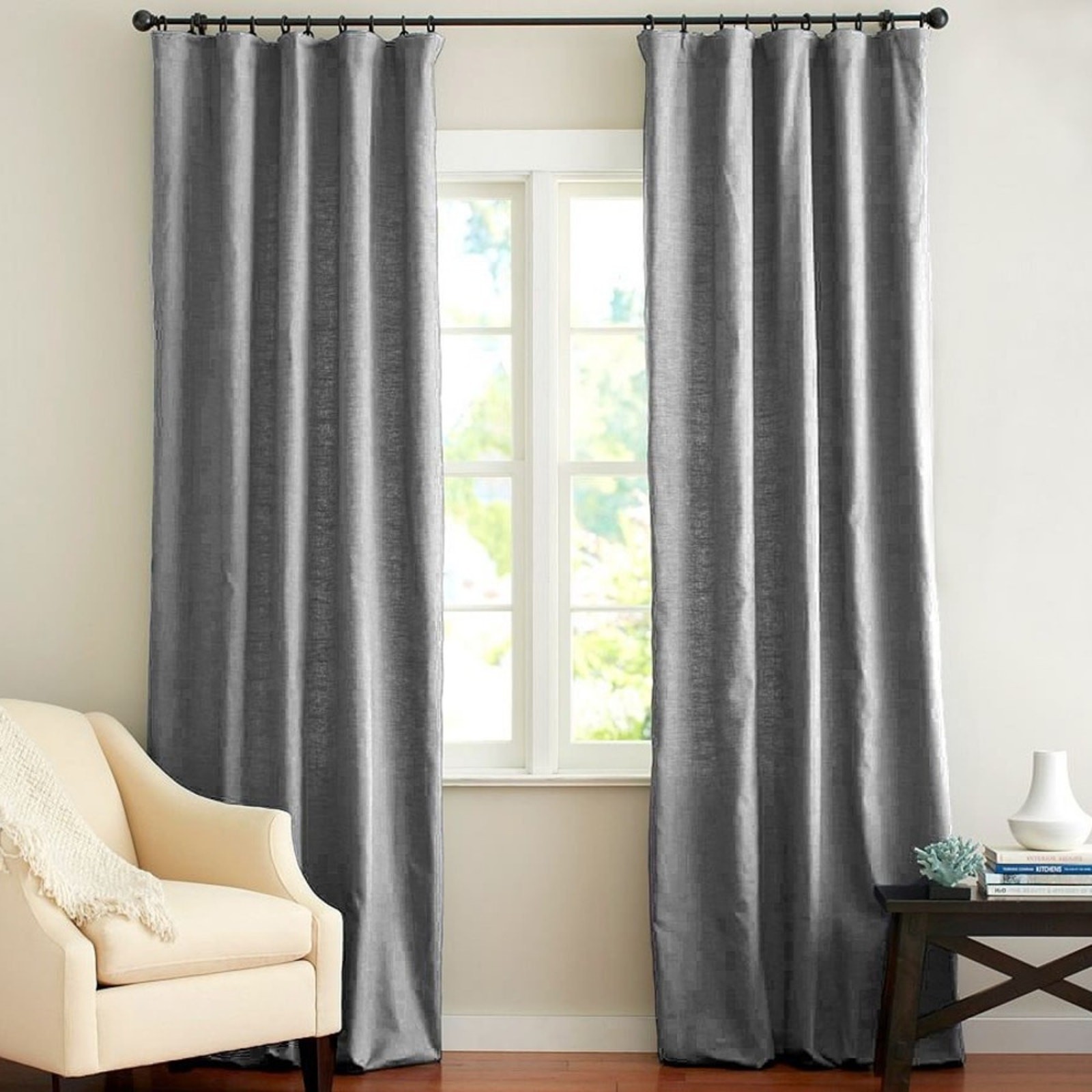 Pottery Barn Emery Curtain Window Panel Linen Light Filtering 100″ W x 84″ L NEW