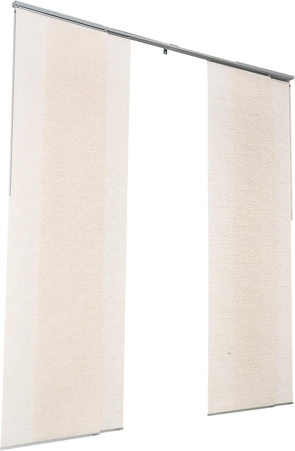 Adjustable Light Brown Panel Track Blinds for Sliding Doors & Room Dividers