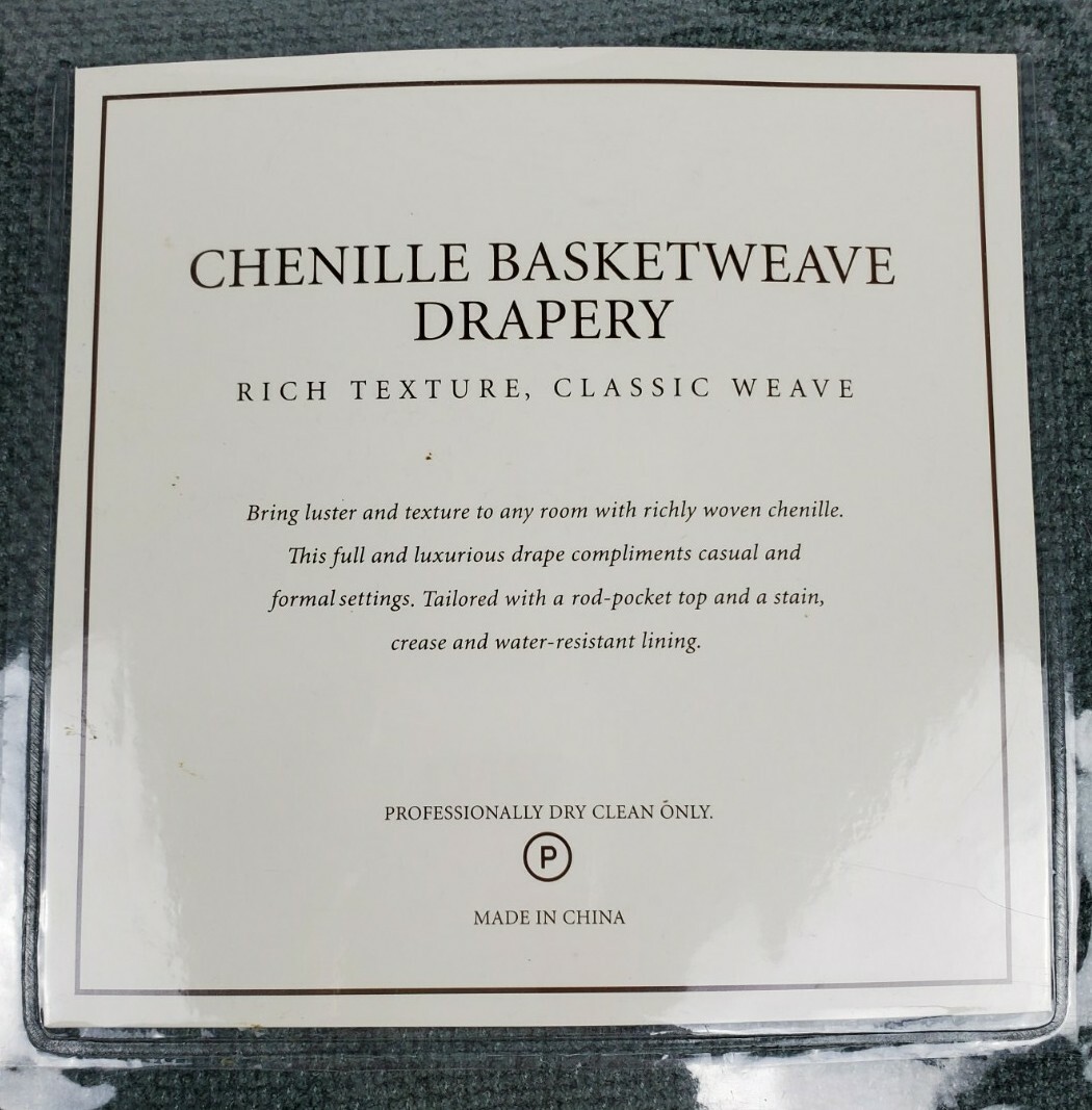 Restoration Hardware Chenille Basketweave Drapery 50×84 Cotton Lined Silver Sage