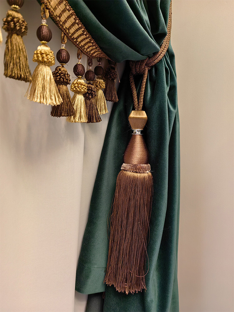 Custom Upscale dark green American velvet cloth blackout curtain drape C1878