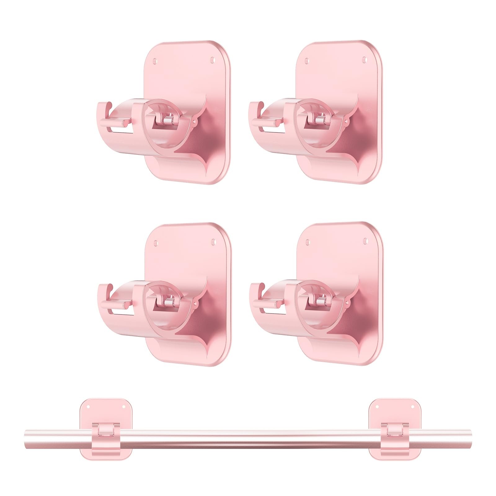No Drill Curtain Rod Brackets – 20LB, 4 Pack Adhesive Curtain Rod Holder, Pee…