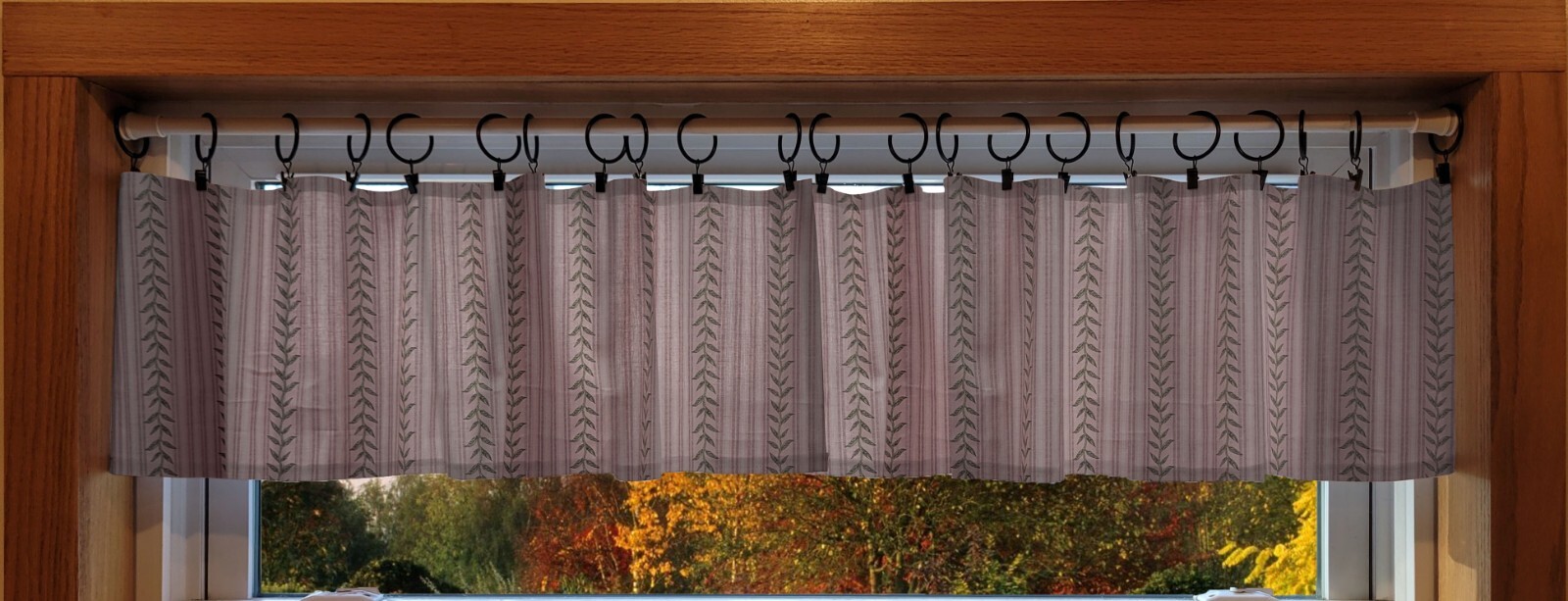 Striped Vines Ring Top Valances or Curtains