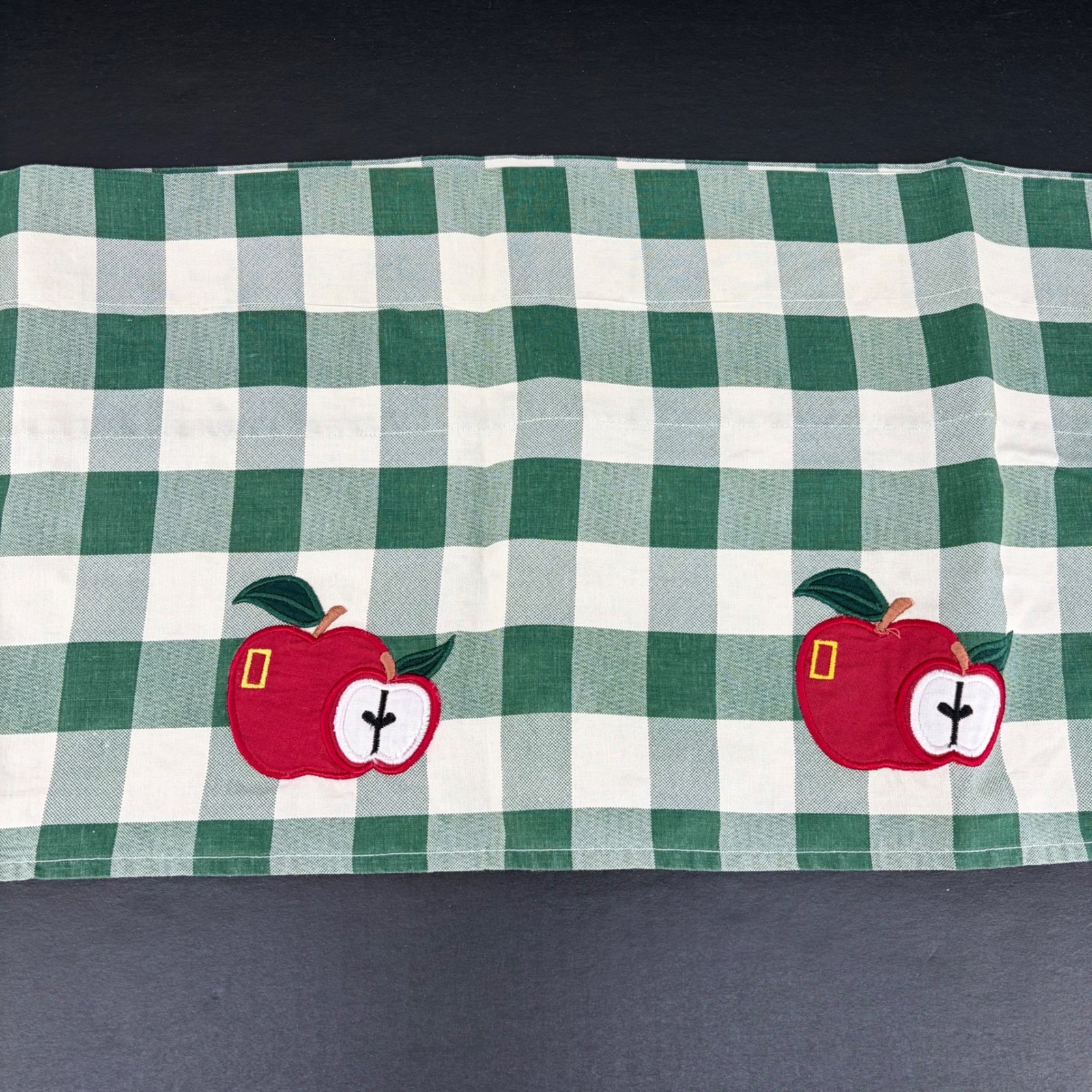 Gingham Apple Valence Green White Buffalo Plaid Country Kitchen 57×11 Gingham