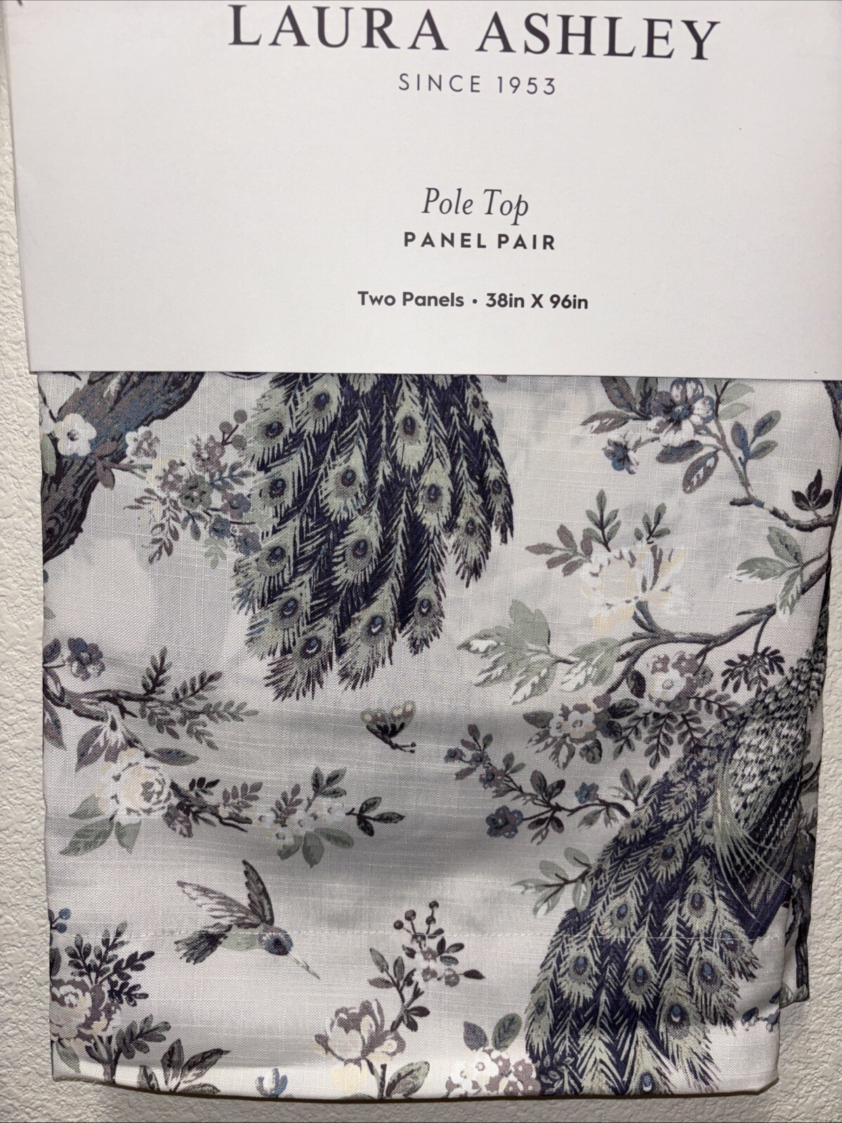 2 Laura Ashley Belvedere Peacock Blue Green Window Curtains Panel Drapes 38×96