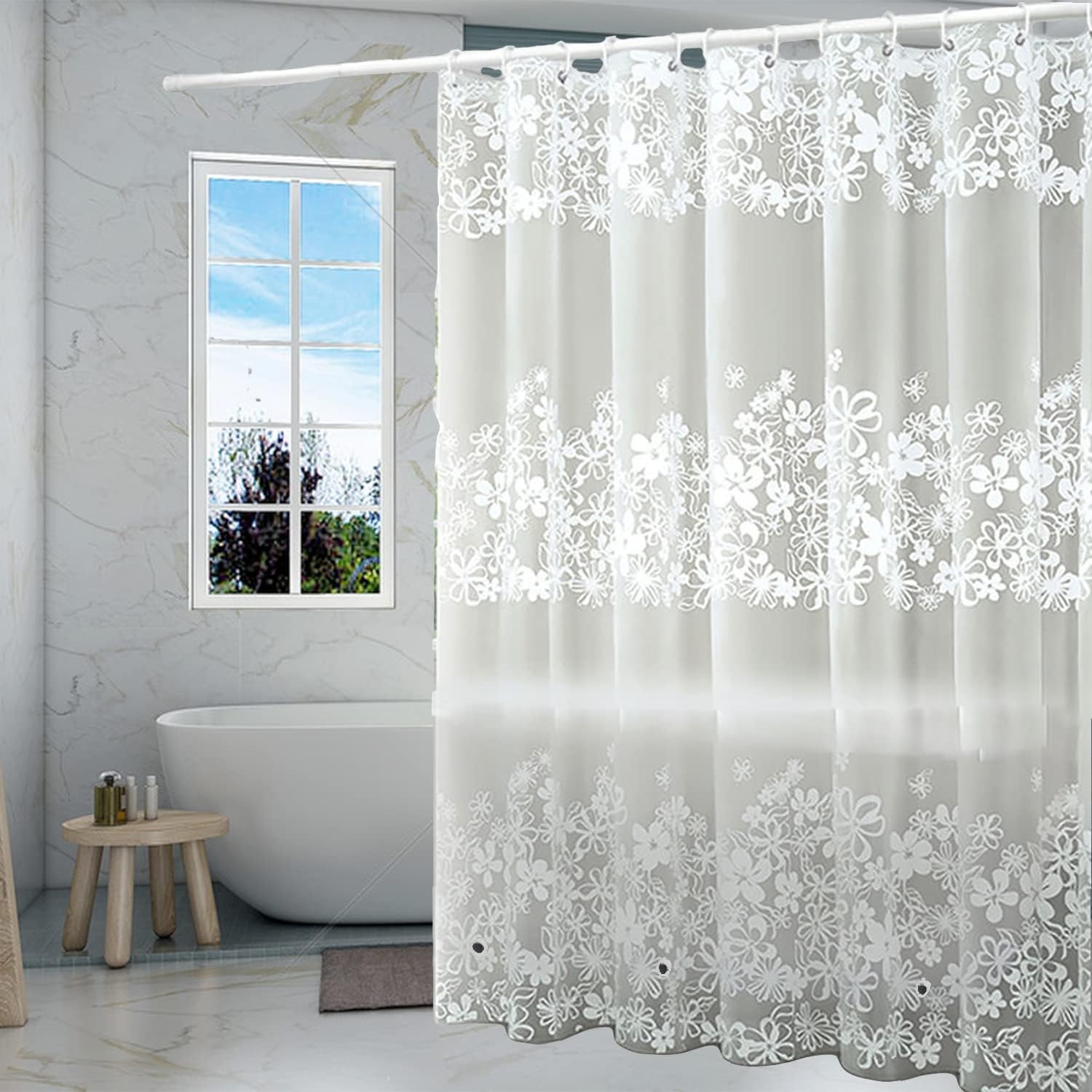 Shower Curtain Liner, 4G PEVA Shower Liner, Plastic Waterproof Shower Curtains,