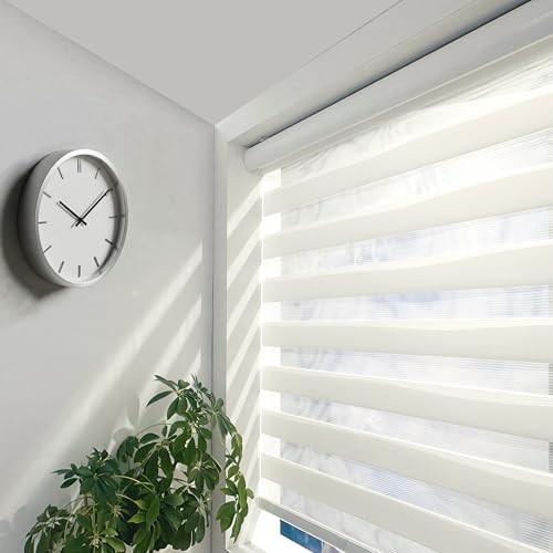 Cordless Zebra Blinds – Light Filtering 29″W x 72″H 01- White ( Cordless )