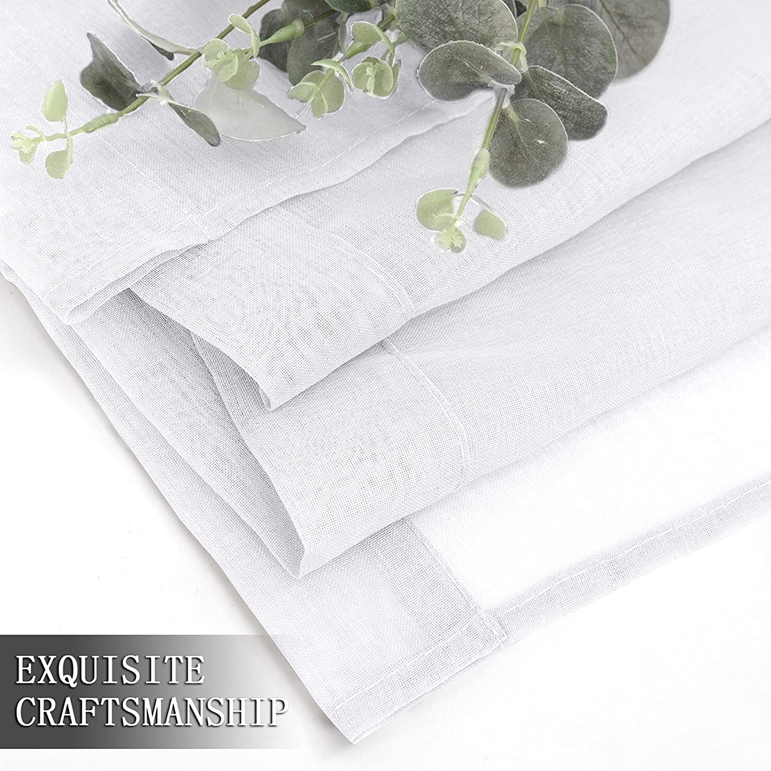 Short Sheer Curtain Linen Textured Bedroom Curtains Sheer Light Filtering Rod Po