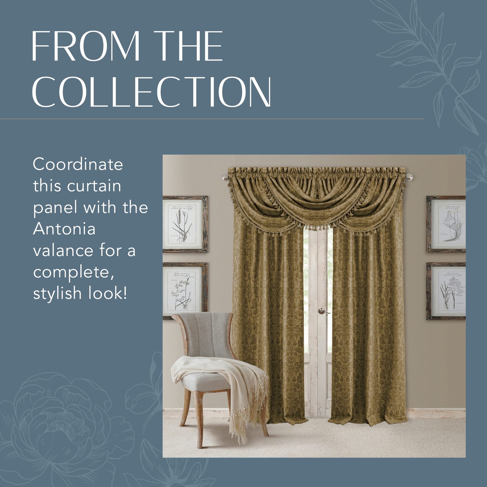 Threadmade Antonia Blackout Window 52″W x 84″L (Pack of 1), Antique Gold