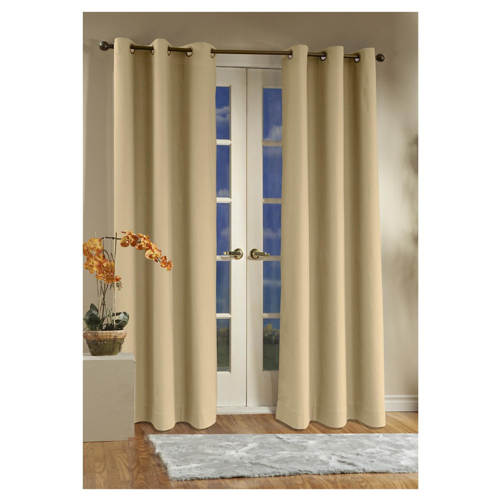 Thermalogic Set of 2 Insulated Grommets Cotton Curtain Panels Khaki 40 x 54