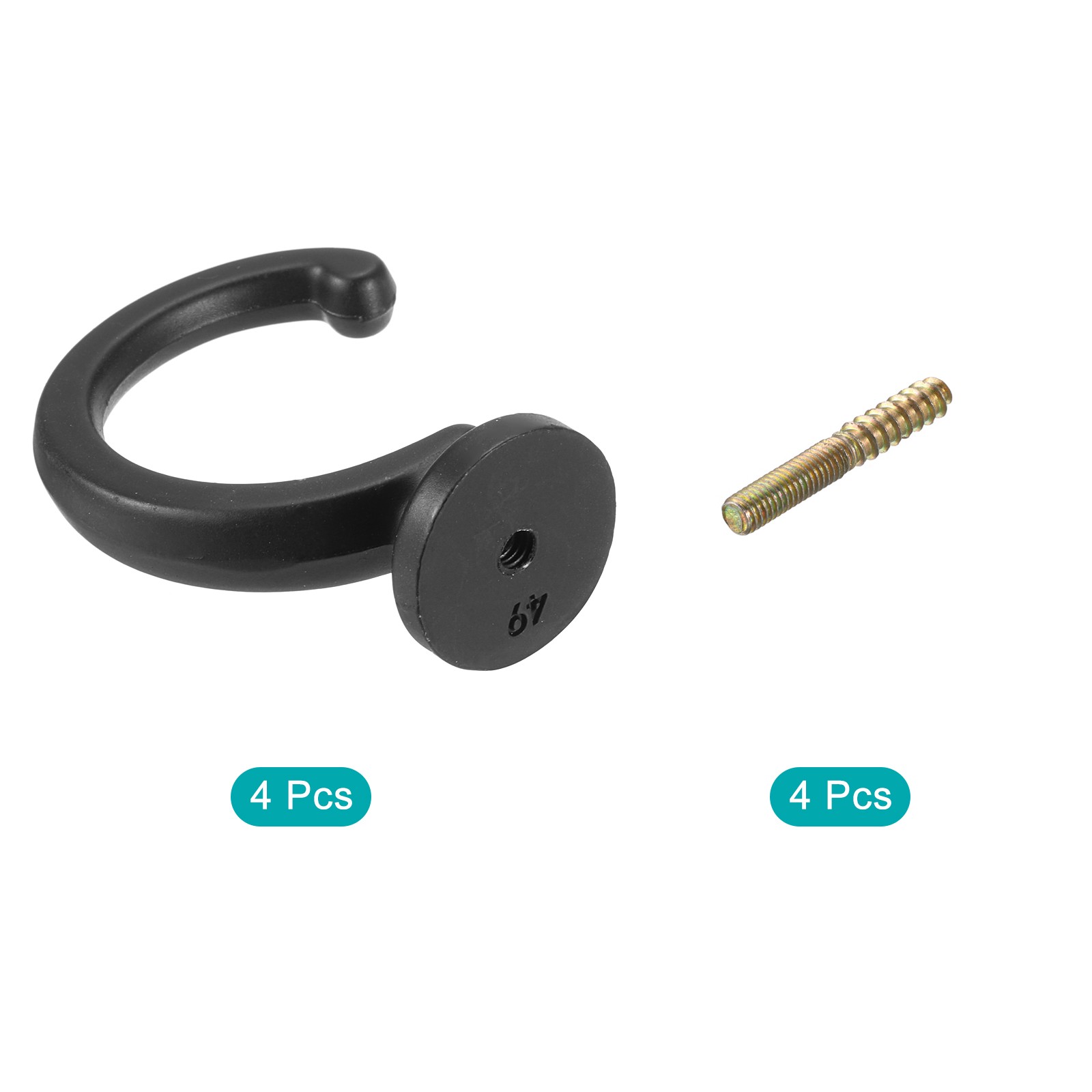4Pcs Aluminum Alloy Wall Mounted Curtain Holdback Drapery Tieback Hooks Black
