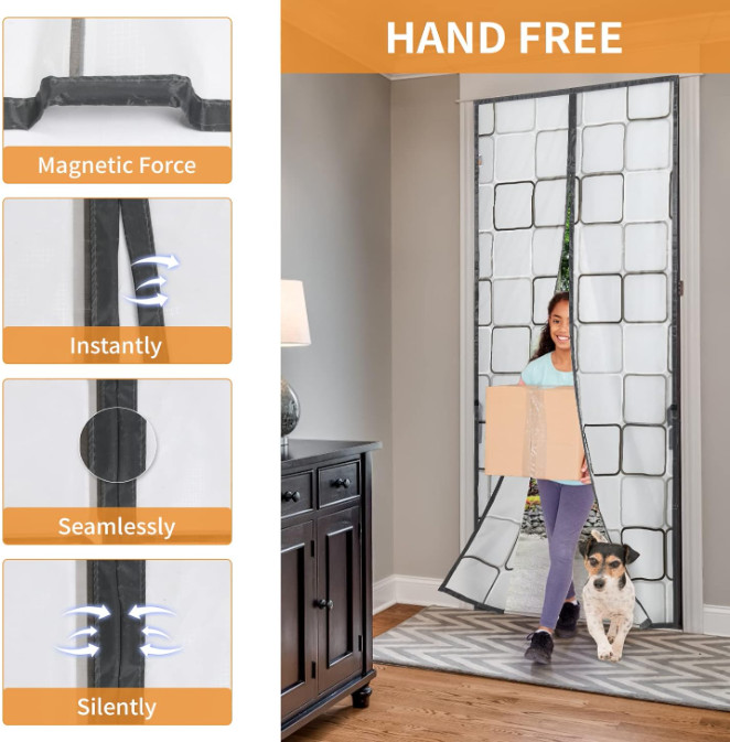 MAGNETIC SCREEN DOOR For Air Conditioner Doorways Keep Cold/Heat Out Stop Wind