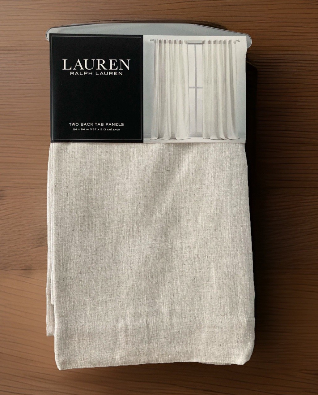 2 Ralph Lauren Curtains Back Tab Panels Belgian Linen Natural Beige New 54 x 84″