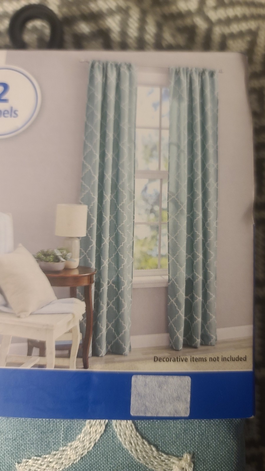 Mainstays Aqua Lattice Embroidered Light Filtering Rod Pocket Panels 37×84 (2)
