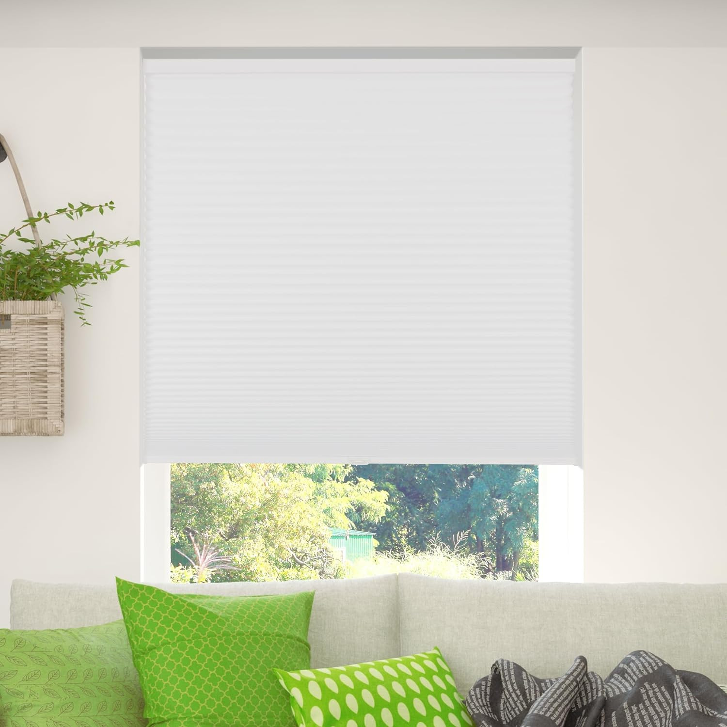 Blackout Cordless Honeycomb Cellular Shade, 52×60 Inches, White