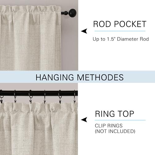 Kitchen Curtains 36 Inch Length 2 Pcs, Airy 30″W x 36″L (Pack of 2) Natural