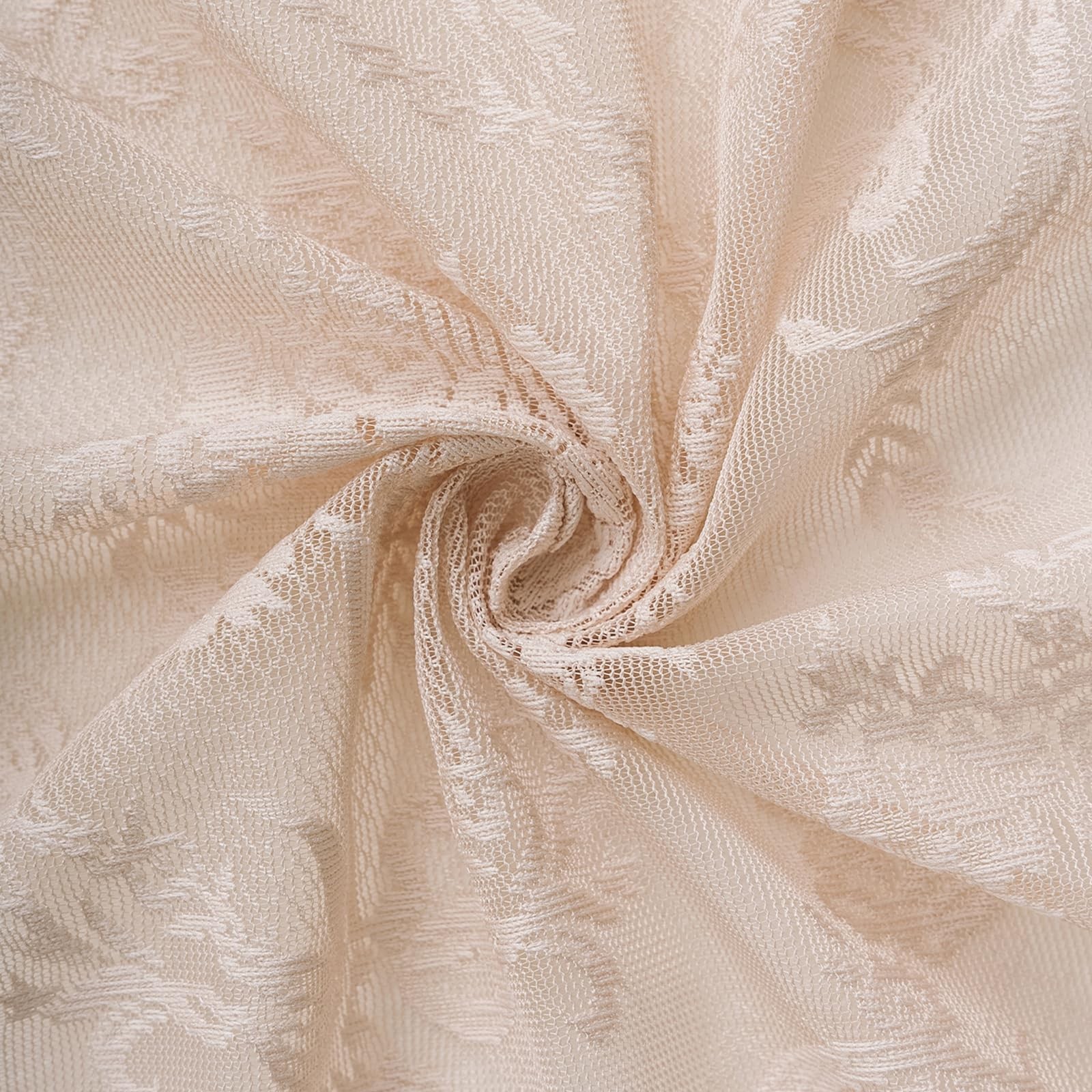 French Ruffle Lace Curtain, Cream Beige Floral Crochet Sheer Panel, 55×84 Inc…