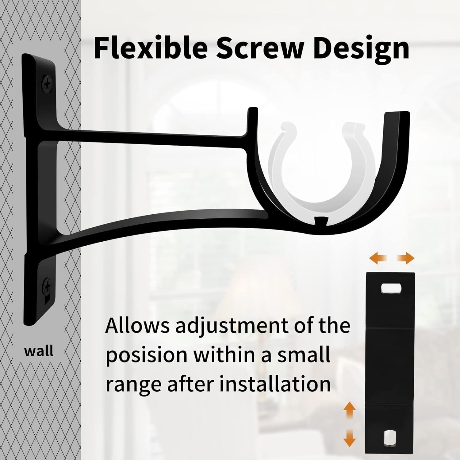 Versatile Heavy-Duty Wall-Mounted Curtain Rod Holders – Set of 4 Black Brackets