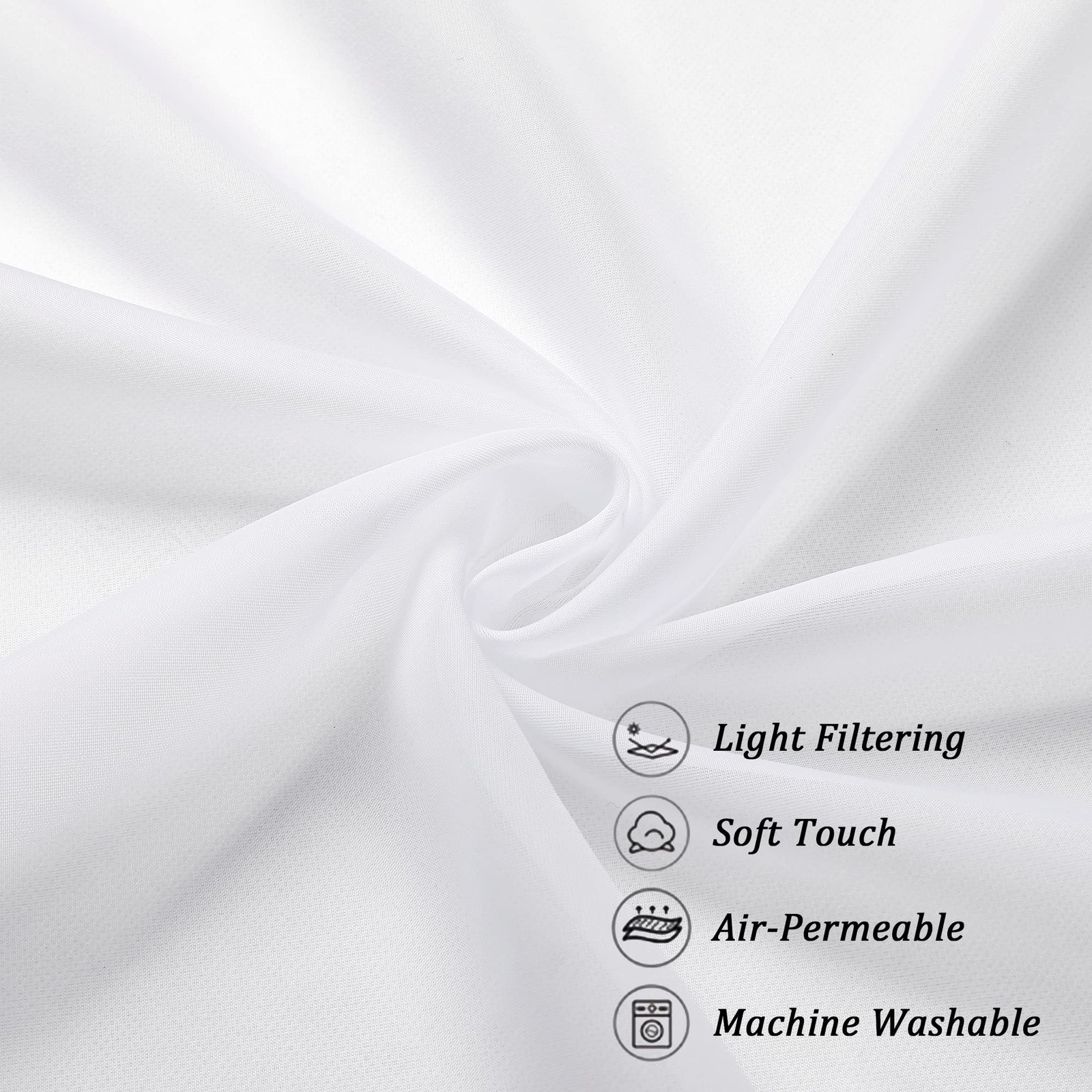 Chyhomenyc Sheer White Tier Curtains 24 Inch 42″W x 24″L (Pack of 2),