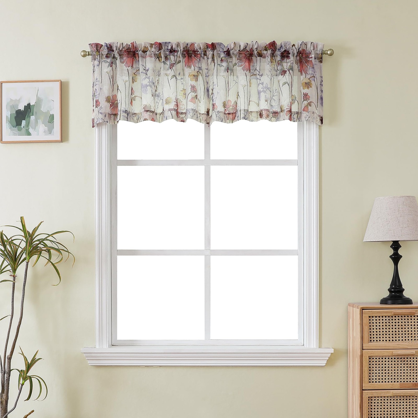 Crushed Valance Sheer Curtains 14 Inches 42″W x 14″L (Pack of 2) Multi Color