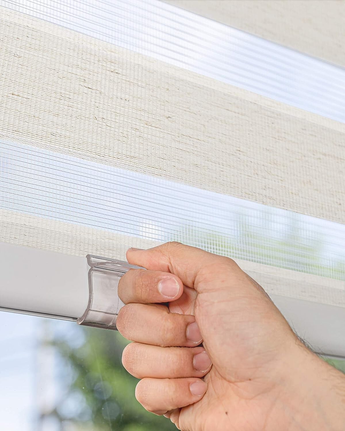 CHICOLOGY Zebra Blinds Roller Window Shades 21″W X 72″H, Basic Natural