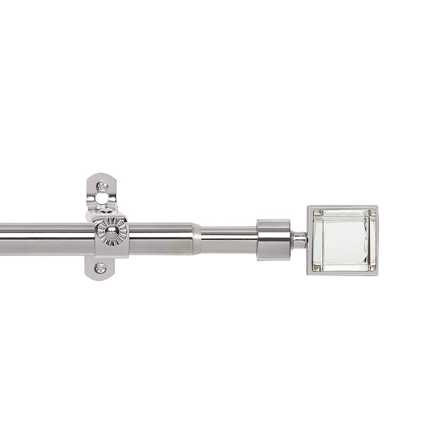 Crystal Finial Set 3/4″ Metal Satin Curtain Rod Adjustable Window Curtain