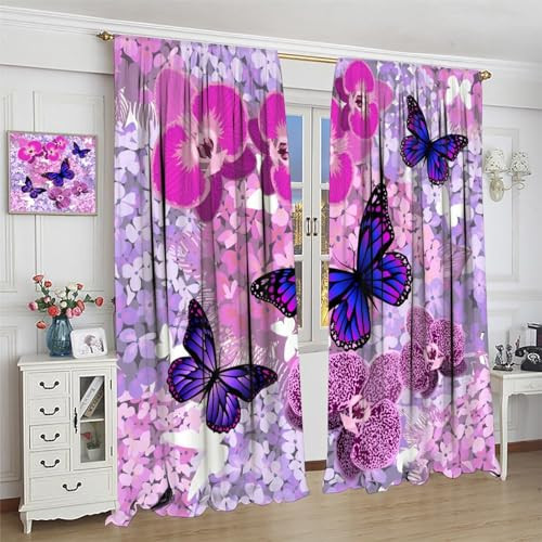 Butterfly Decor Curtains for Girls Boy Home Decor, Romantic Fantasy