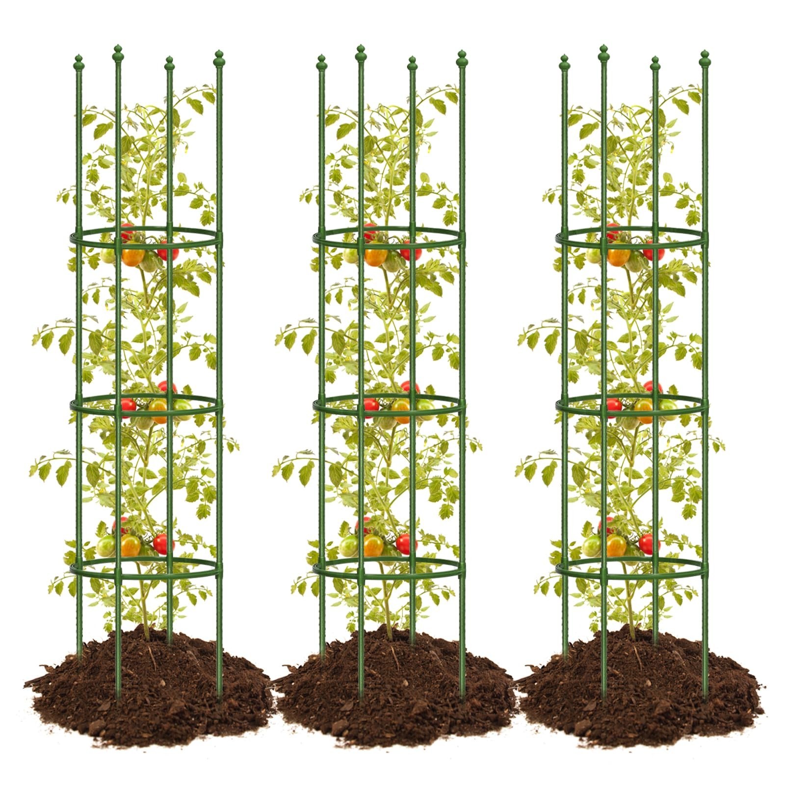 3 Pack 59 Inch Height Adjustable Tomato Cages for Garden | Heavy duty, Rust-r…