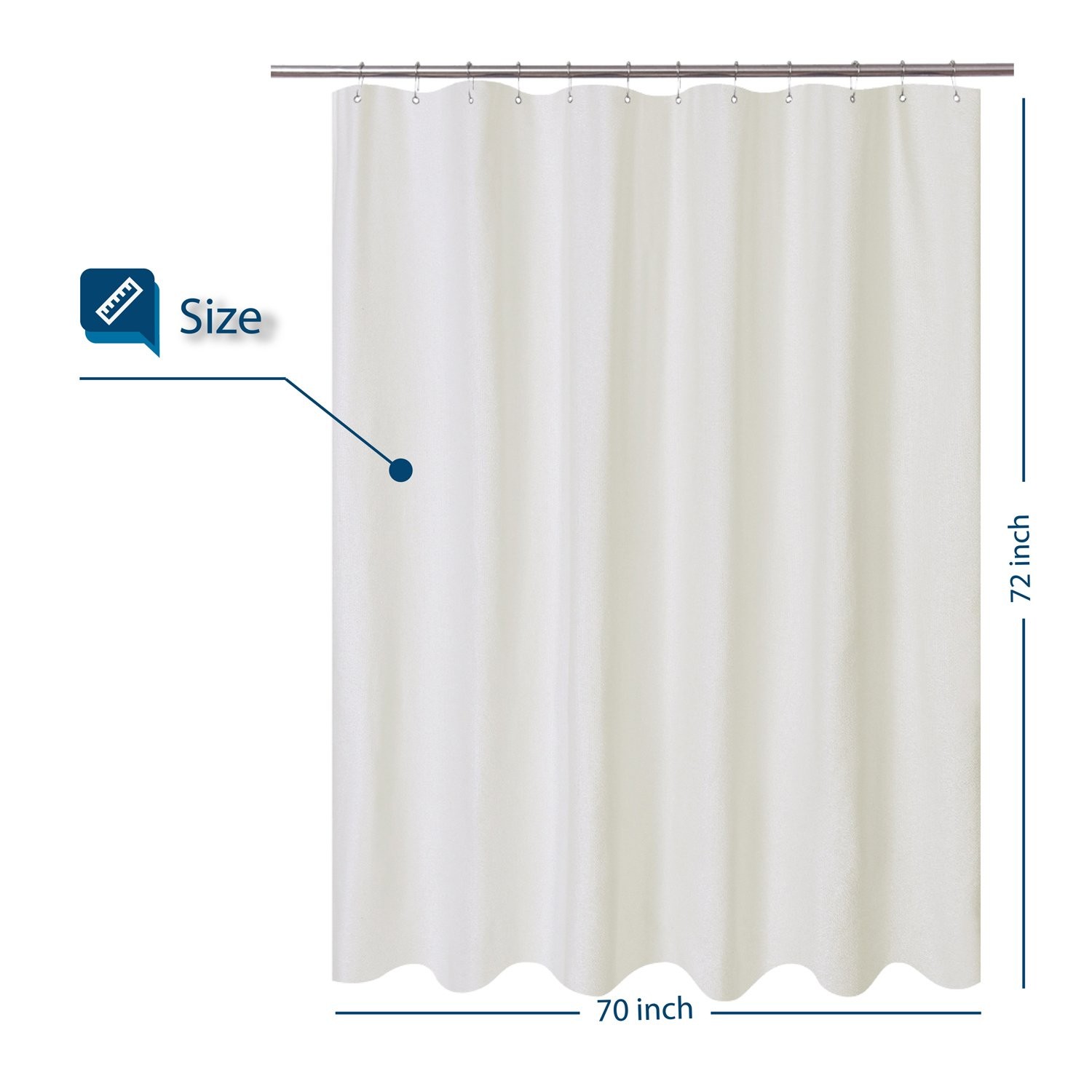 Barossa Design Soft Microfiber Fabric Shower 70″W x 72″L (Pack of 1), Cream