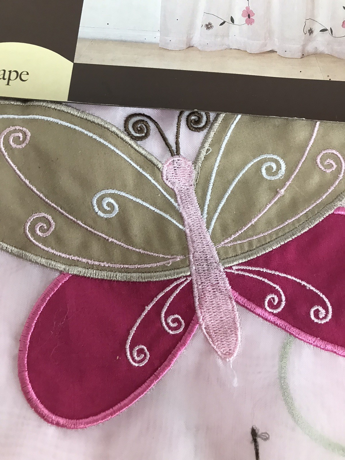 Window Curtain Drape Pink Butterfly Sheer Kids Line Little Boutique New Unused
