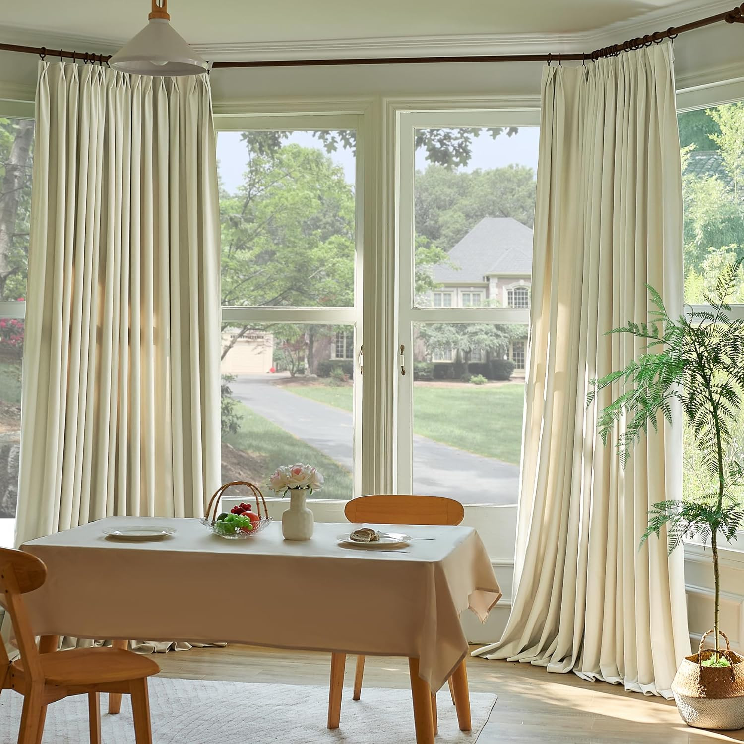 Luxury Ivory Velvet Pleated Curtains 120″ for Sliding Doors & Bedrooms