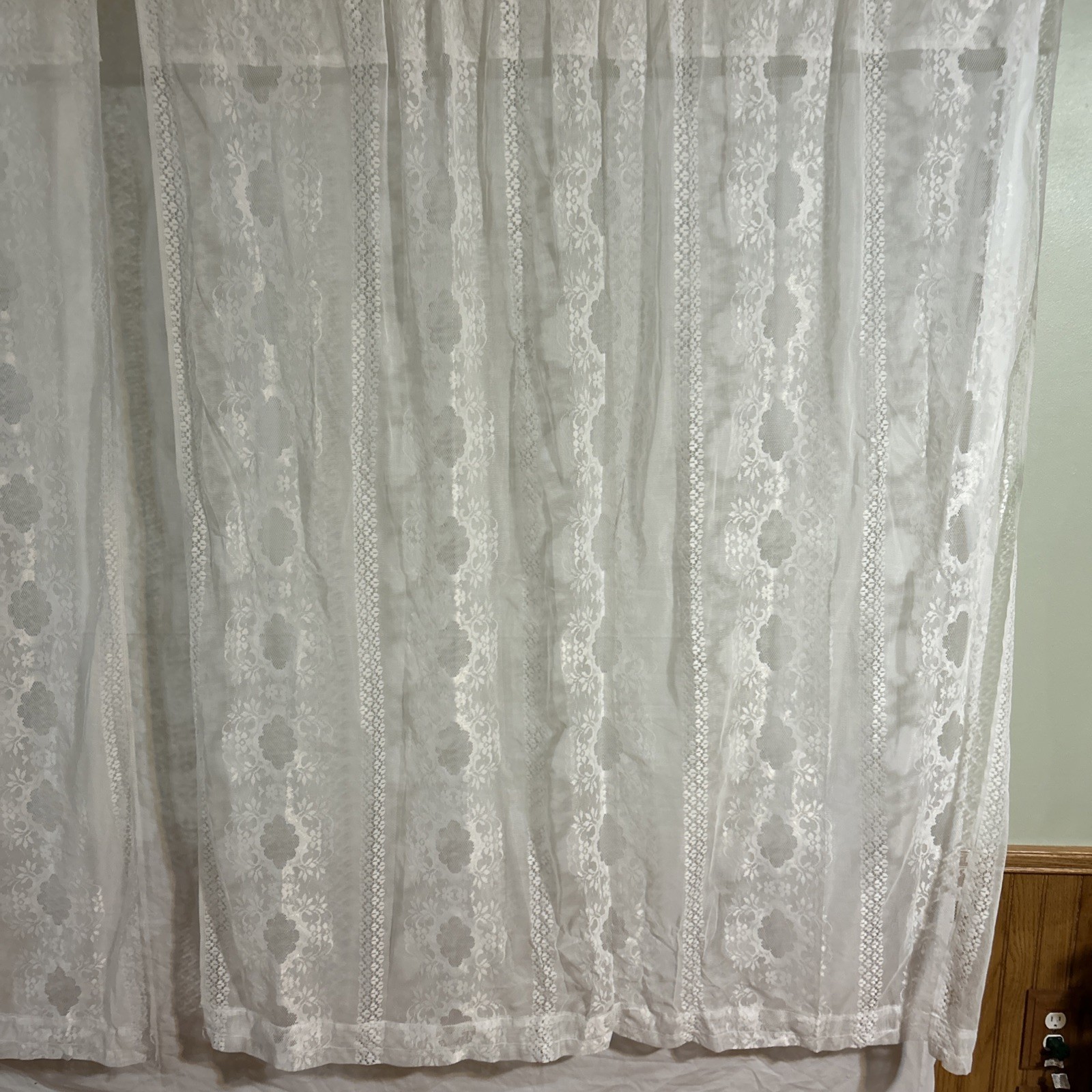 Lace Curtains 5 Ft Tall x 41/2 Ft Wide Sheer White Curtains