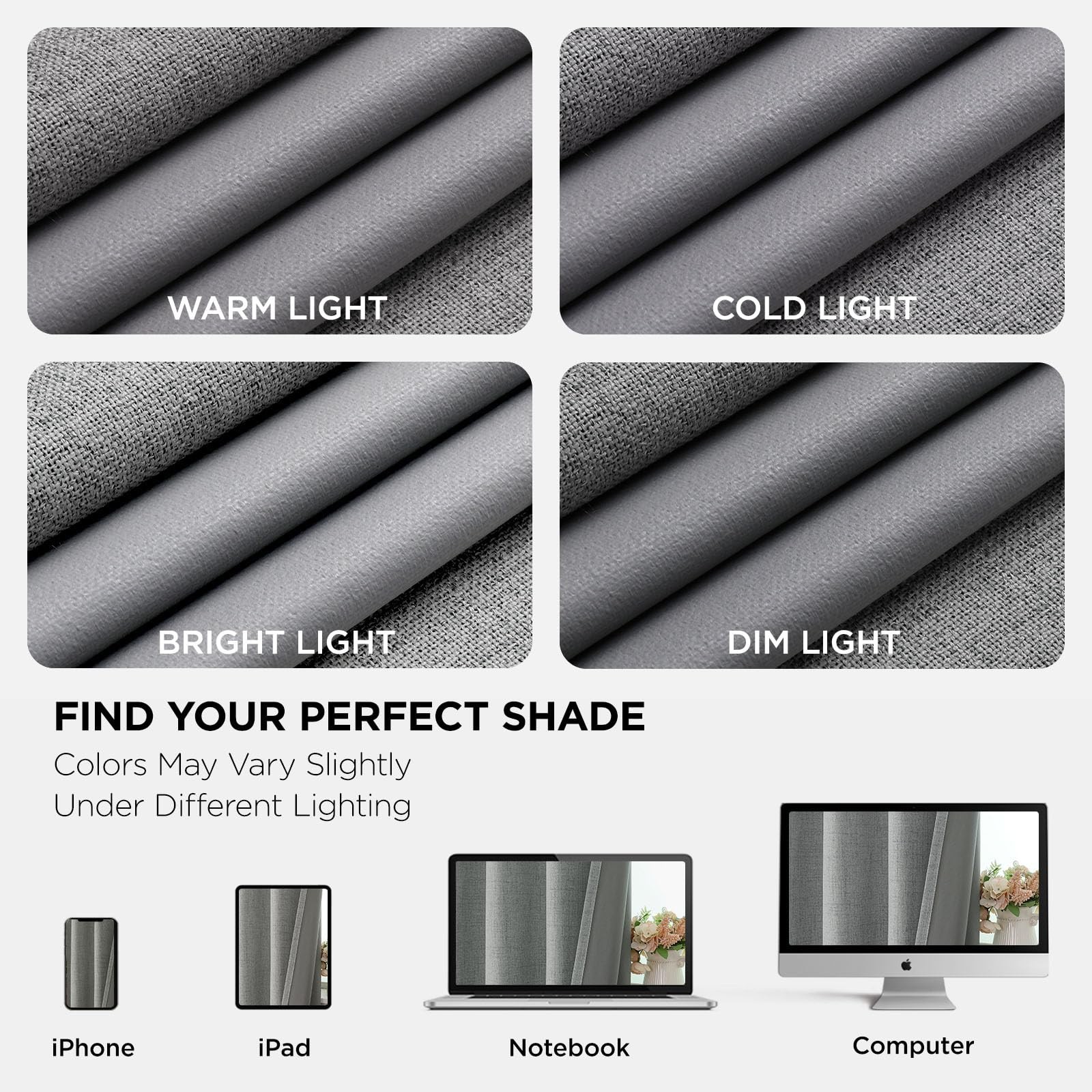 Joydeco Blackout Curtains 52″W x 72″L 2 Panels Grey Modern Grommet Thermal