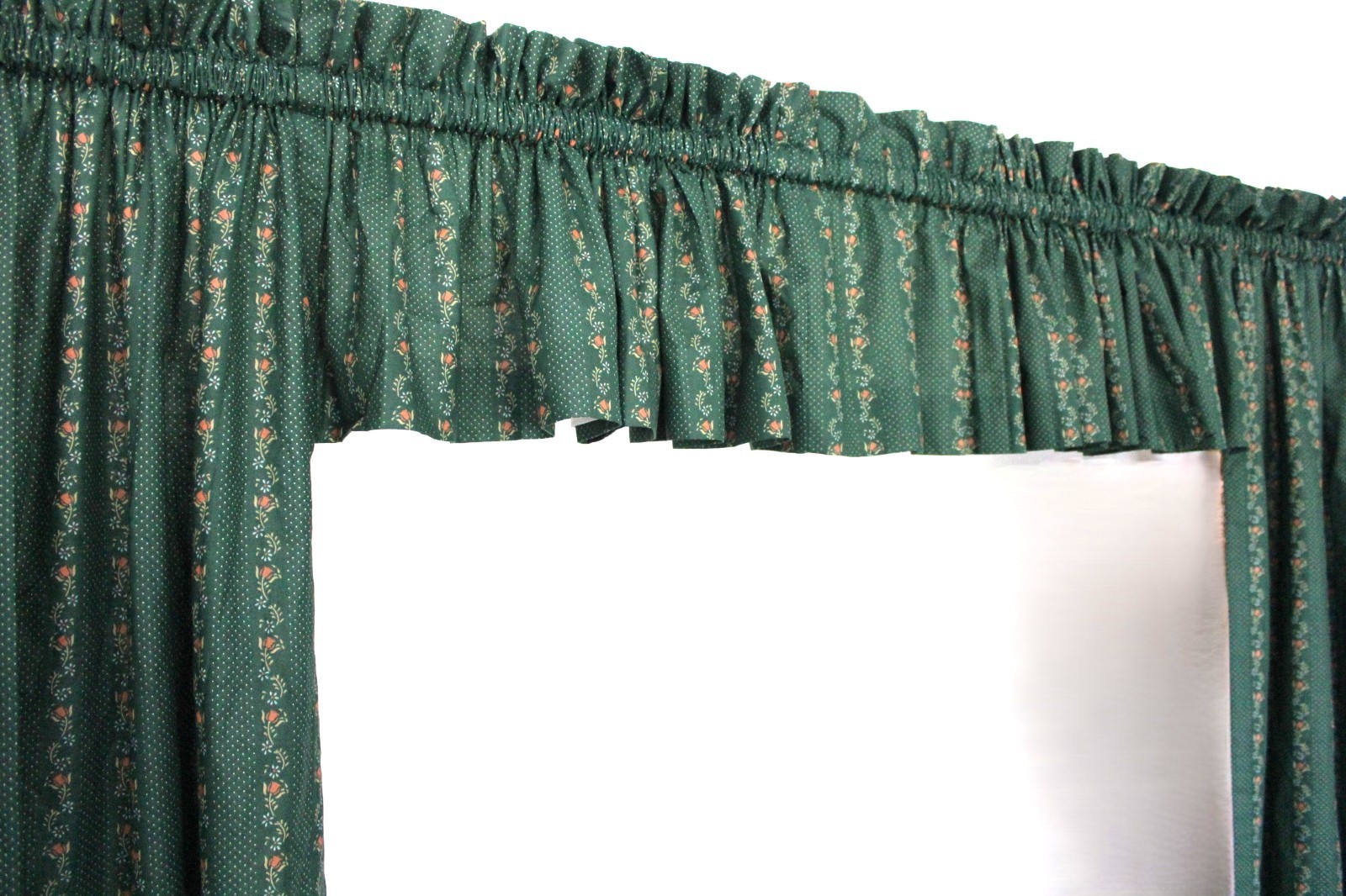 Vtg 1980s Custom Drapery Ensemble 198×67 Green Floral Vine Lined Curtain Panels