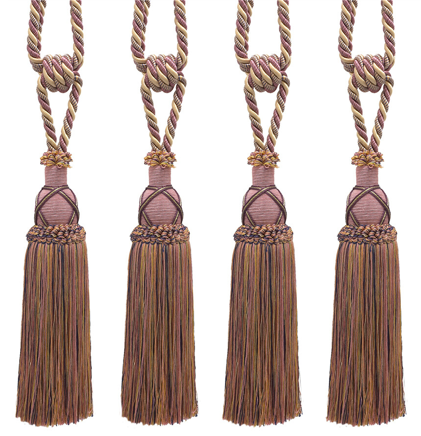 DÉCOPRO Tassel Tieback, Style# TBIC1, Color# 1010 – Sage Rose Pink [Set of 4]