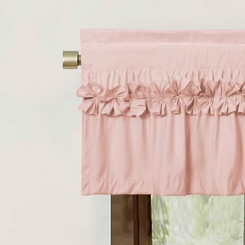 2 Pack Pink Ruffle Window Valances – Handcrafted 42″W x 18″L (Pack of 2) Peach